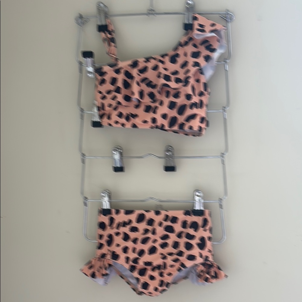 Leopard Print Kids Swimwear Set